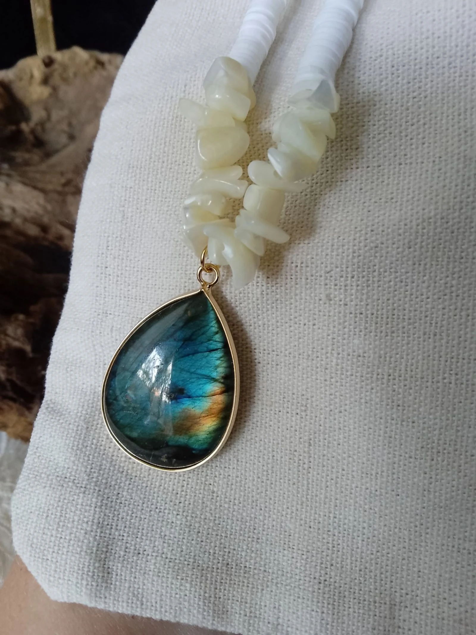 Collier pierre de labradorite 